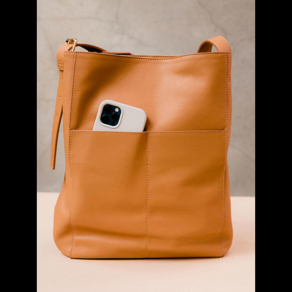 Anthropologie ABLE  jacklyn work tote cognac    NWT $278 msrp - Picture 4 of 14